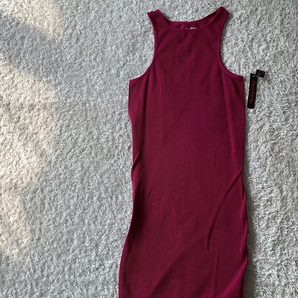 Cotton Candy Sweet Collection Ribbed Dress in Vibrant Pink